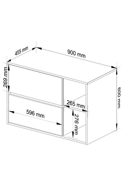 SERSIMO Hanging bathroom shelf, with 2 drawers, 16 mm chipboard, 90x46x60 cm, white and sonoma oak