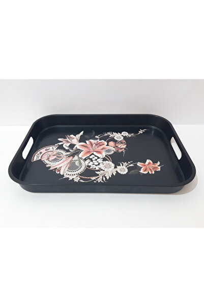 renkli çiçekler Tea Tray 35X25X3.5 cm Patterned Plastic Rectangular Tea Coffee Tray Presentation Tray
