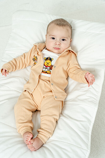 Chicsy Baby Baby Boy Teddy Bear Printed Bodysuits 3-Piece Transitional Set