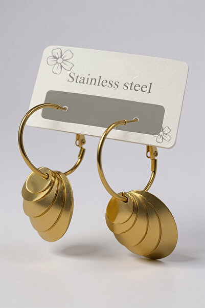 TAKIŞTIR Gold Color Steel Hoop Earrings (Pair)