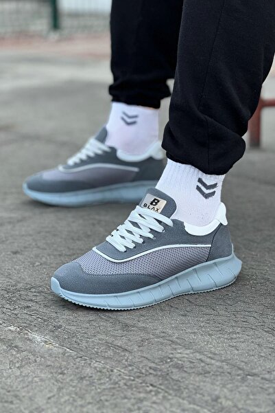 Lucy Shoes Yg062 Men's Lace-Up Knit Casual Sneakers Tgt - Grey/White