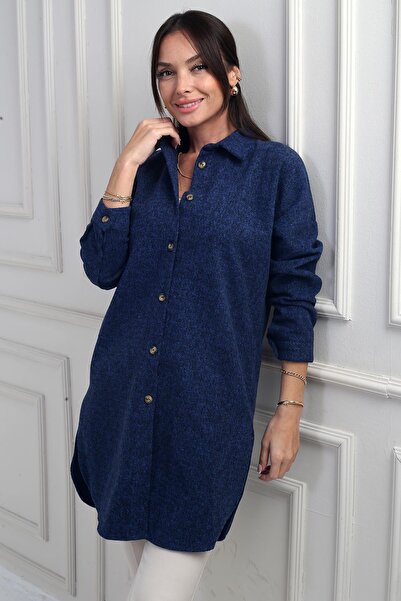 By Saygı Women's Side Slit Gray Tunic Shirt