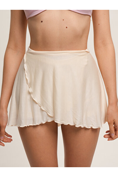 Loova Vanilla Cream Wrap Skirt with Ties - Tie-Up Ballerina Yoga Pilates Skirt