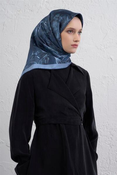 Armine Silk Scarf 2026 Winter - 9409-34 Indigo Twill