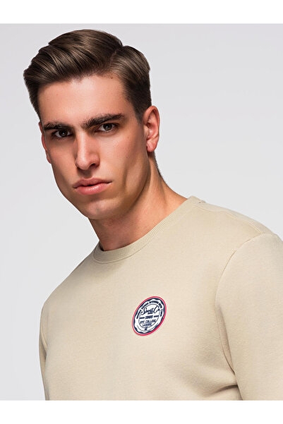 OMBRE Ανδρικό Φούτερ με Κούκλα και Σήμα - Μπεζ V3 B1713