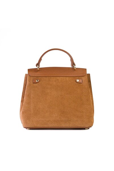Posete Fagaras Teresa Leather Purse - Suede - Cognac, 1 Compartment, 1 Pocket, Non-Adjustable Strap