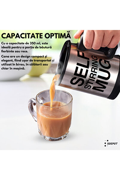 SDEPOT Smart thermos mug, SDEPOT, with automatic mixing, battery operation and lid, red