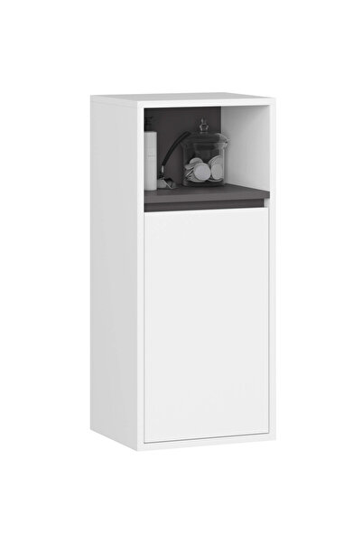 SERSIMO Hanging bathroom shelf, with 2 doors, 16 mm chipboard, 35x30x80 cm, white and gray
