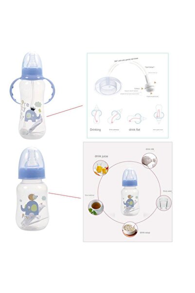 OEM - Set of 2 bottles and accessories, silicone nipples, 280ml&150ml, Blue