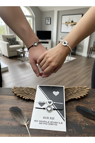 DKY Siyah Beyaz Ruh Eşi Çift Sevgili Arkadaş Bilekliği