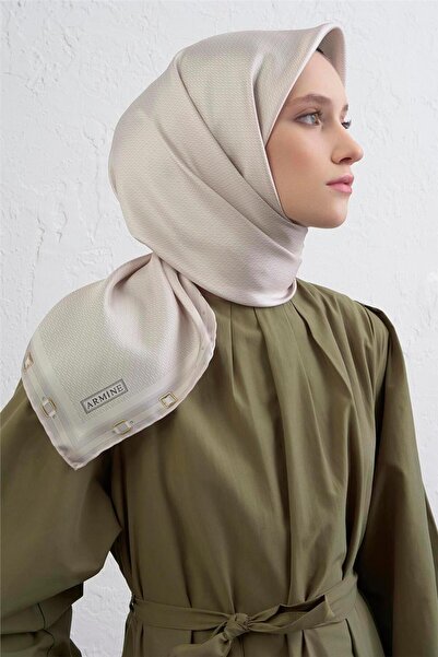 Armine Monogram Desenli Saf İpek Twill Eşarp 9401D 85