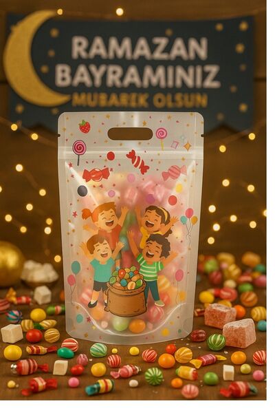Dekals 10 Adet Dik Duran El geçmeli Kilitli Şeker Poşeti Parti Doğum Günü Doypack Hediye Poşeti
