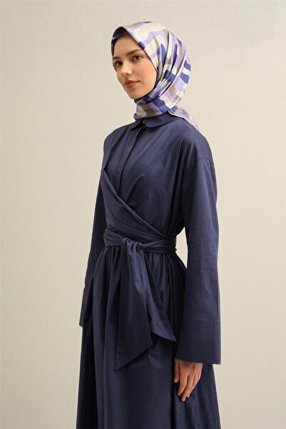 Armine بنقشة هندسية وشاح حرير تويل نقي 9303D 87