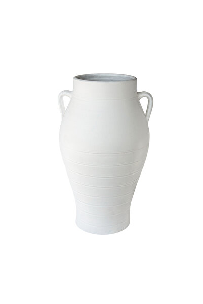 Vintage Art Company Leo Beyaz Mat İki Kuplu Vazo