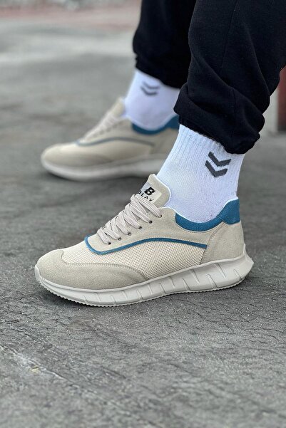 Lucy Shoes Yg062 Men's Lace-Up Knitwear Casual Sports Shoes Tkt - Beige