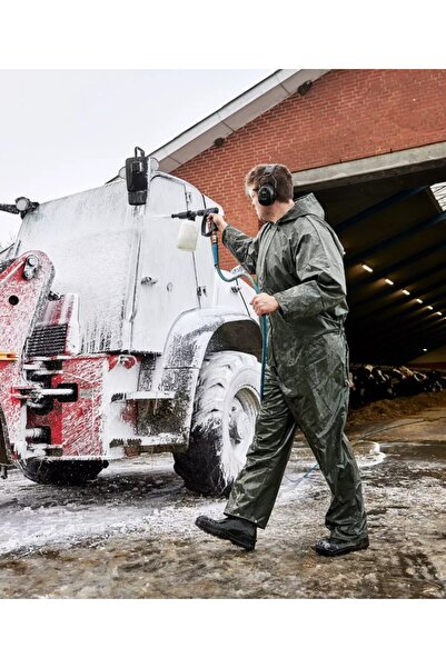 BYTTİCARET Waterproof Length Overalls Hooded Raincoat Overalls with Zipper on the Front and Placket