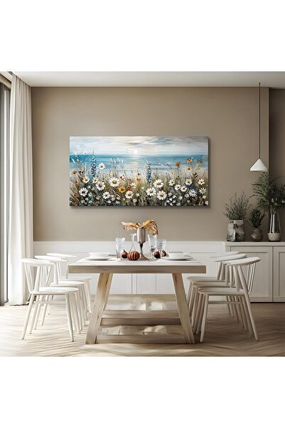 Emoda home Trove لوحة فنية جدارية مؤطرة من قماش "زهور النهر والريف" (60×120 س...