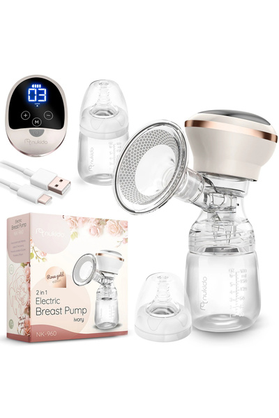 NUKIDO Pompa de san electrica 2in1 Ivory, portabila, cu 3 tipuri de aspirare, putere de aspirare reg