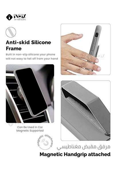 ineix 3-in-1 Magnetic Wrist Strap Hand Grip with Stand Case Cover for Huawei Nova 10