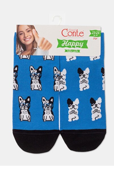 Conte Elegant Funny cotton socks with "French Bulldog" pattern, Conte Happy 3...