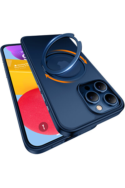 TORRAS Ostand Pro 360° Rotatable Magnetic Ring Case for iPhone 15 Pro Max - Navy Blue