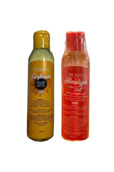 BONİTA Sunflower Collagen Firming Body Oil SPF30 100ml & Himalayan Pink Salt ...