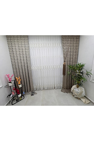 NİVEMESHOME 656 Sultan Shöni̇l Woven Vi̇zon 1/3 Pi̇le Fon Perde Apm