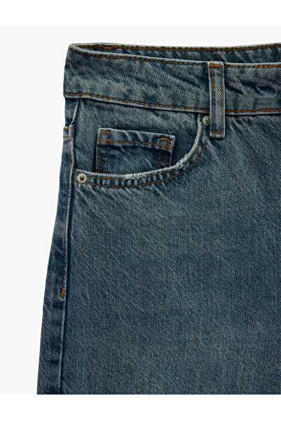 Koton High Waist Straight Leg Buttoned Jeans with Pockets - Straight Fit Jeans