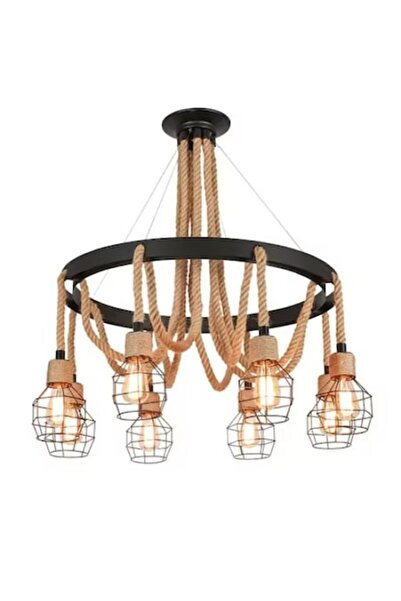 trandafi led Vintage Retro Chandelier, E27, Rope with 5 Adjustable Arms, 8766-101/6