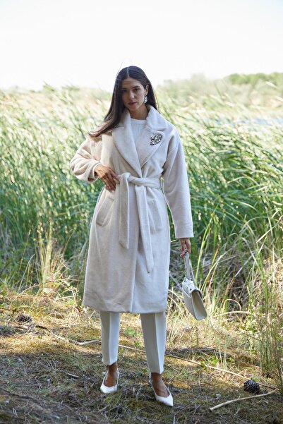 Moodbasic TAŞ AKSESUARLI PELUŞ KÜRKLÜ KABAN