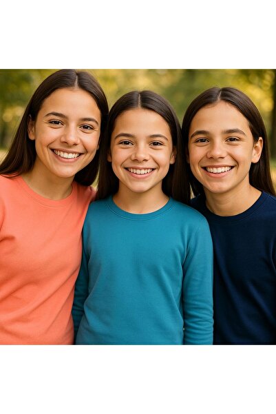 Mcr Дългоръкавна сезонна тениска за момичета и момчета, 3 броя, индиго тъмносиньо