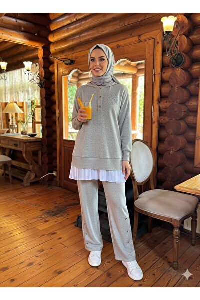 Moodbasic KAPÜŞONLU SERPME ÜÇLÜ TRİKO TAKIM