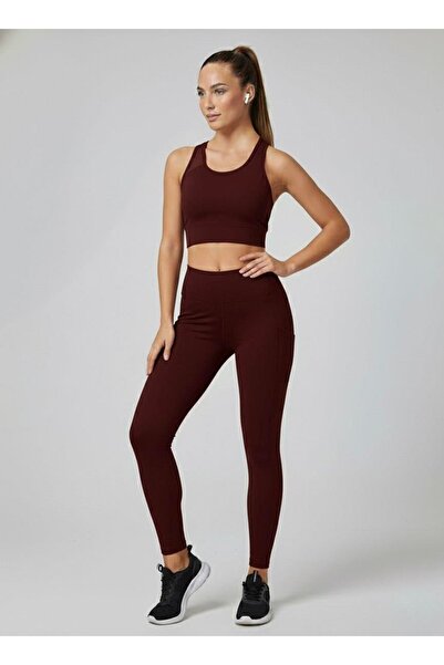 Sortie Women's Mesh Pocket Detail Karyoka Stitched Burgundy Color Diver Tights