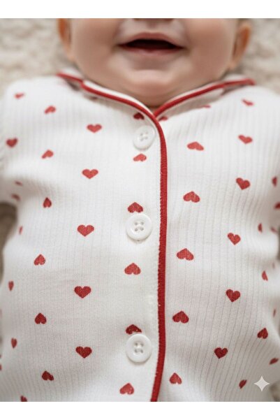 Bip Baby Heart Printed Striped Fabric Pajama Set