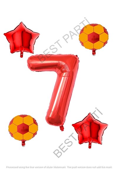 İSTOÇ PARTİ İstoç Yellow Red Soccer Ball Foil Balloon Set Age 7