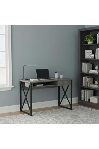BAYTI Wooden Office Desk with Storage Drawer 120 cm - Gray