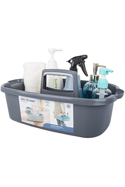 Generic JiatuA Large Portable Plastic Storage Caddy with Handle for Shower & Home, Dark Gray