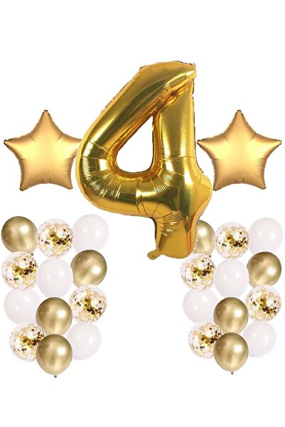 İSTOÇ PARTİ Gold Concept Birthday Celebration Set Age 4