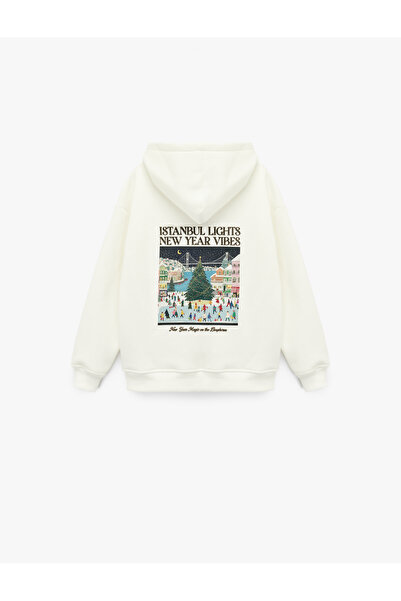 Koton Cotton Long Sleeve Printed Oversized Hooded Sweatshirt