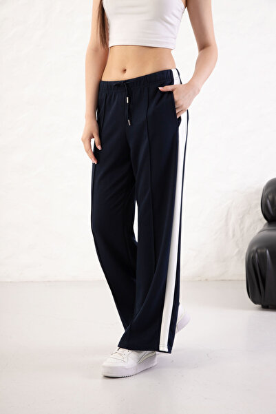 YusGos Women's Soft Textured Modal Fabric Side Stripe Wide Leg Palazzo Pants