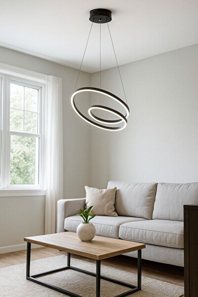 FERLUCE AVİZE LEDLİ AVİZE KAOS 2 Lİ KÜÇÜK SİYAH