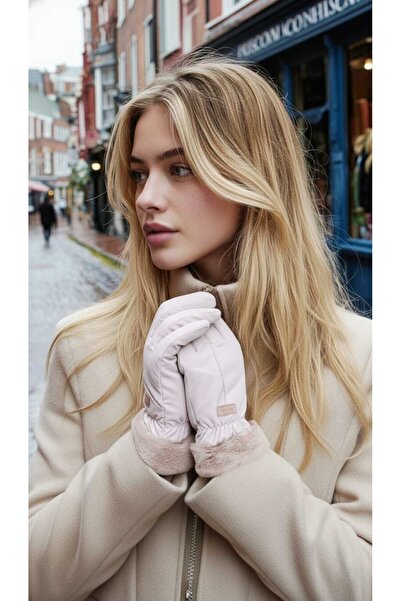 LAGRANZE Kadın Kapitone Kürk Detaylı Suni Deri Eldiven