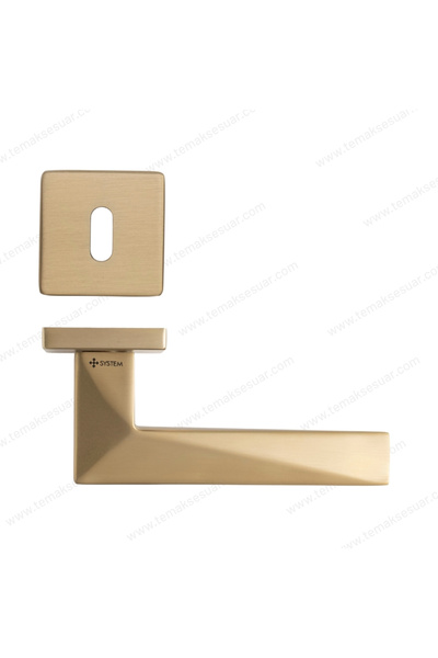 System Prızma Rozetli Kapı Kolu Altın Saten Renk Oda Rozetli