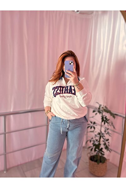 NO BRAND 🧥 FEARLESS Nakışlı Polo Yaka Sweatshirt