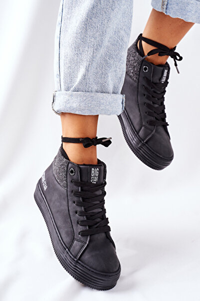 Big Star Shoes Big Star II274147 Black 37 Insulated High Top Sneakers