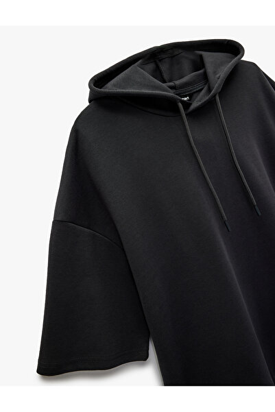 Koton Short Sleeve Hooded Cotton Oversized Sports Sweatshirt