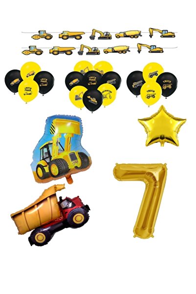 İSTOÇ PARTİ Construction Themed Truck Bucket Themed Balloon Set Age 7