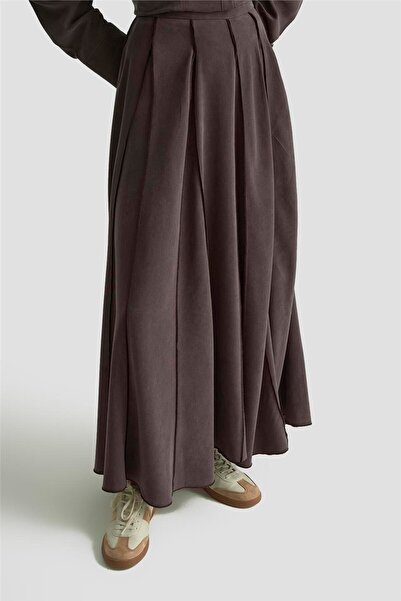 Armine Volanlı Etek 25KD1109 KAHVERENGİ