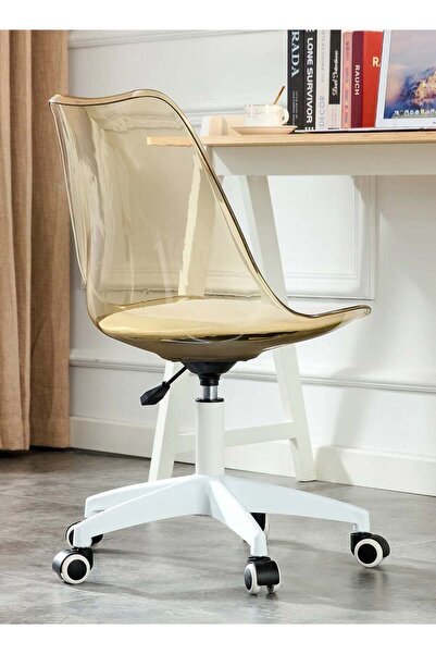 Taimi 1-Piece Adjustable Swivel 360° Armless Desk Chair w/ wheels, Brown- 77-87H x 43-53SH x 54D x 48SW cm