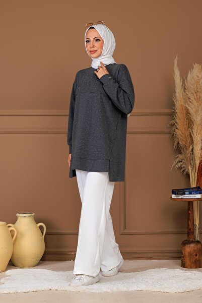 Moodbasic SERPME TAŞLI NAKIŞ DETAYLI TUNİK